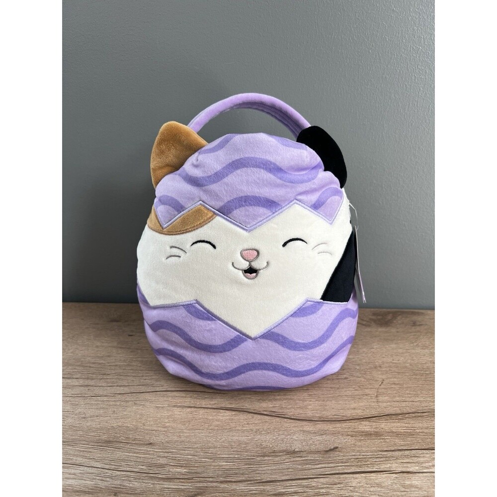 NWT Squishmallows Easter Basket 12" Cam The Cat Purse And Easter Eggs Basket NEW